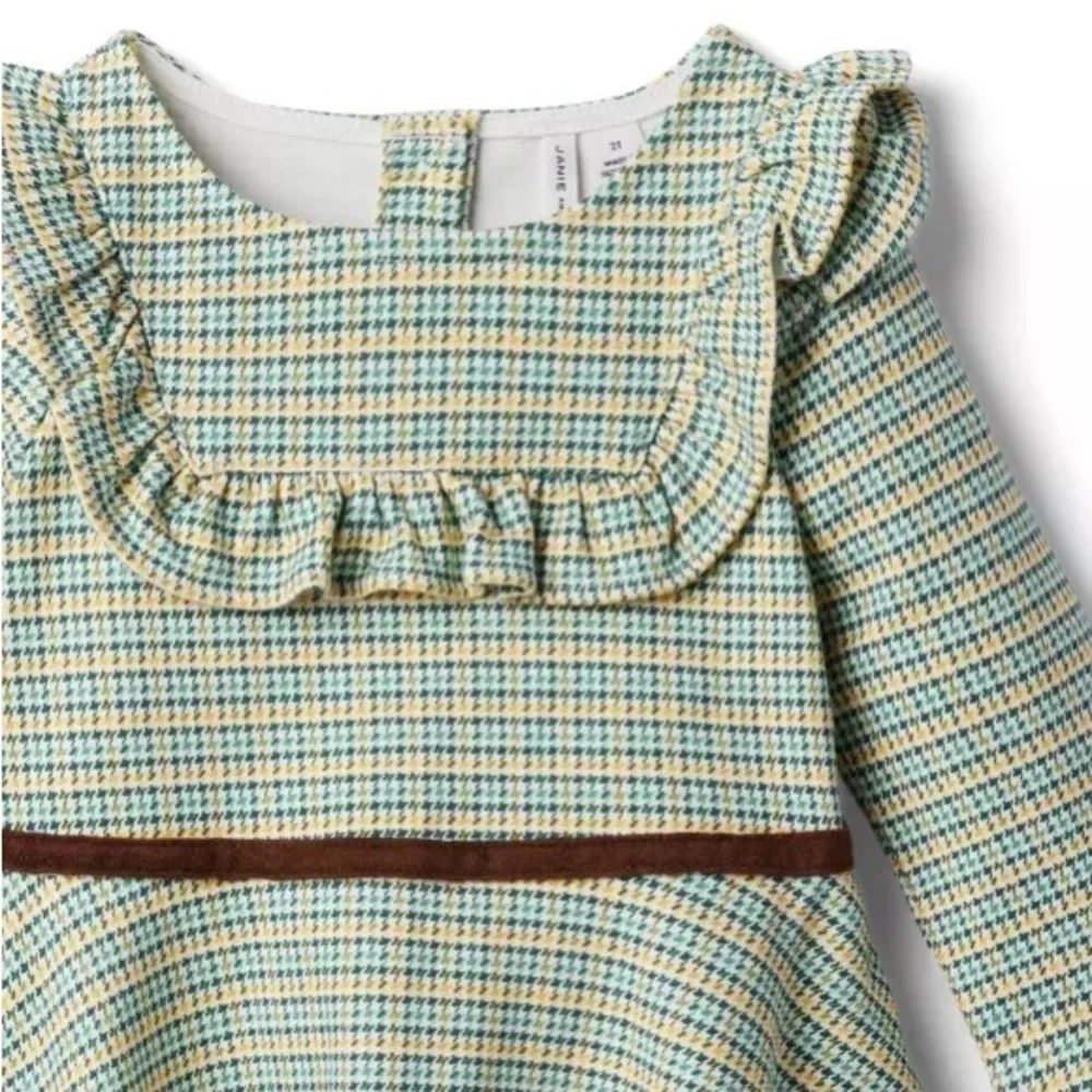 JANIE & JACK Houndstooth Plaid Ruffle Ponte Dress Sz 5 NWT - Picture 3 of 3